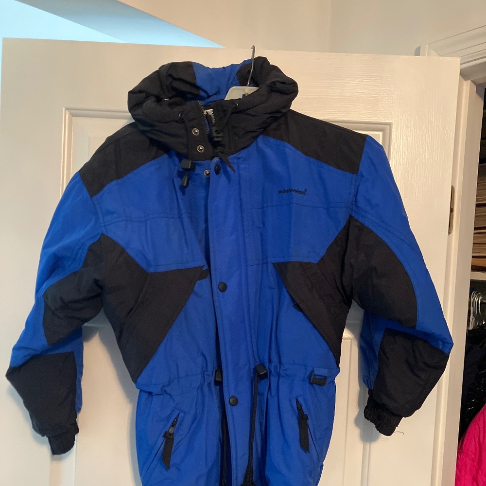 PRICE DROP ! Edelweiss Blue and black zip jacket . Junior 10/12 GREAT shape.